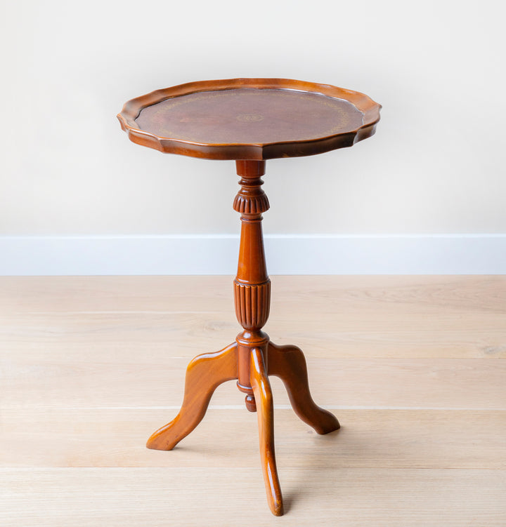 Dark Brown Wine Table With Leather Top