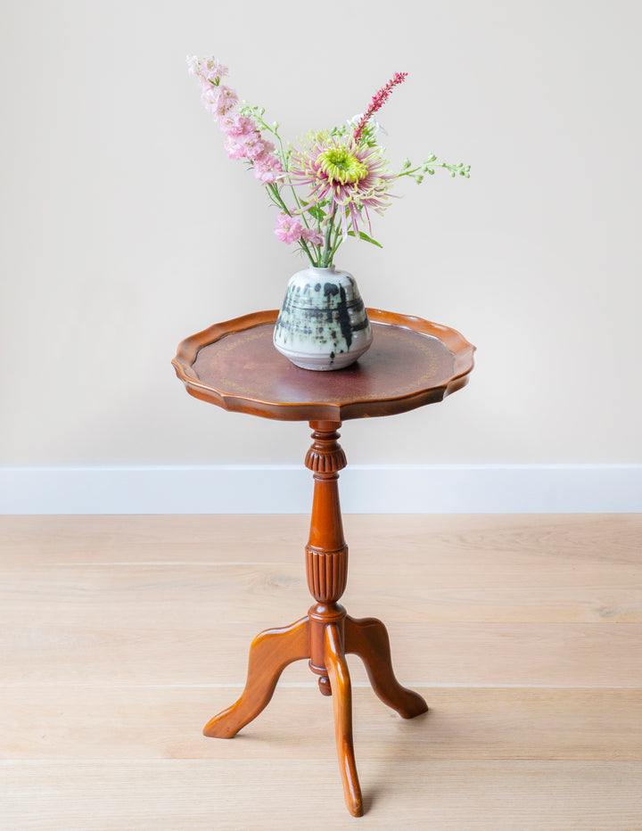 Dark Brown Wine Table With Leather Top