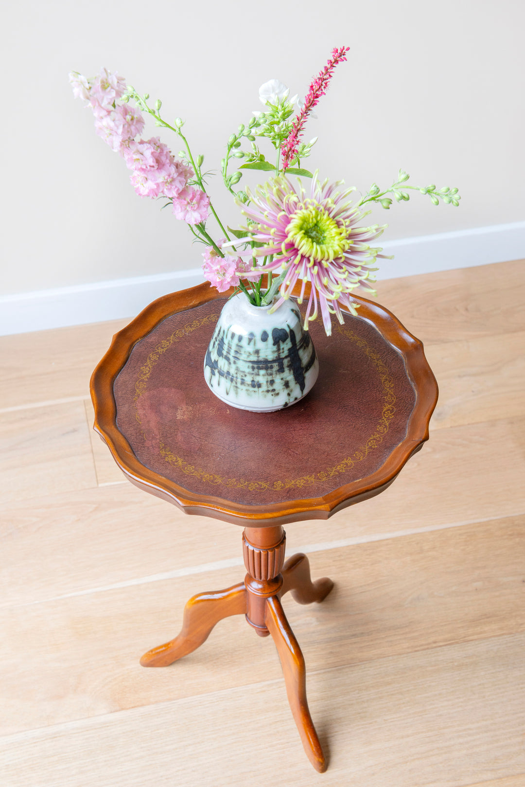 Dark Brown Wine Table With Leather Top