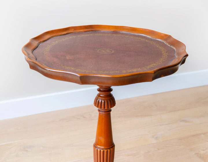 Dark Brown Wine Table With Leather Top