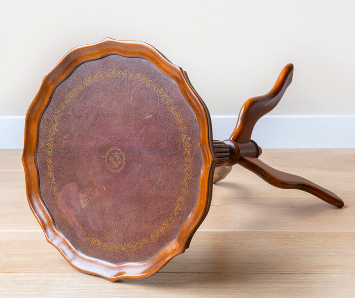 Dark Brown Wine Table With Leather Top