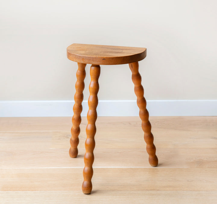 French Bobbin Milking Stool, Half Moon Table