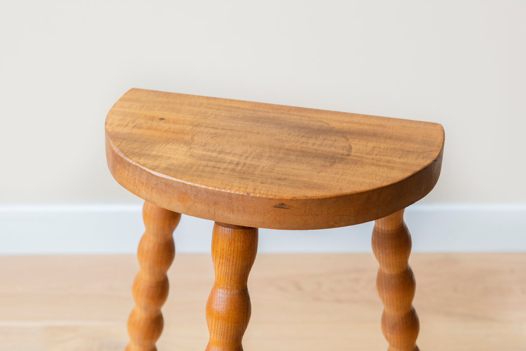 French Bobbin Milking Stool, Half Moon Table