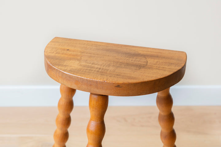 French Bobbin Milking Stool, Half Moon Table