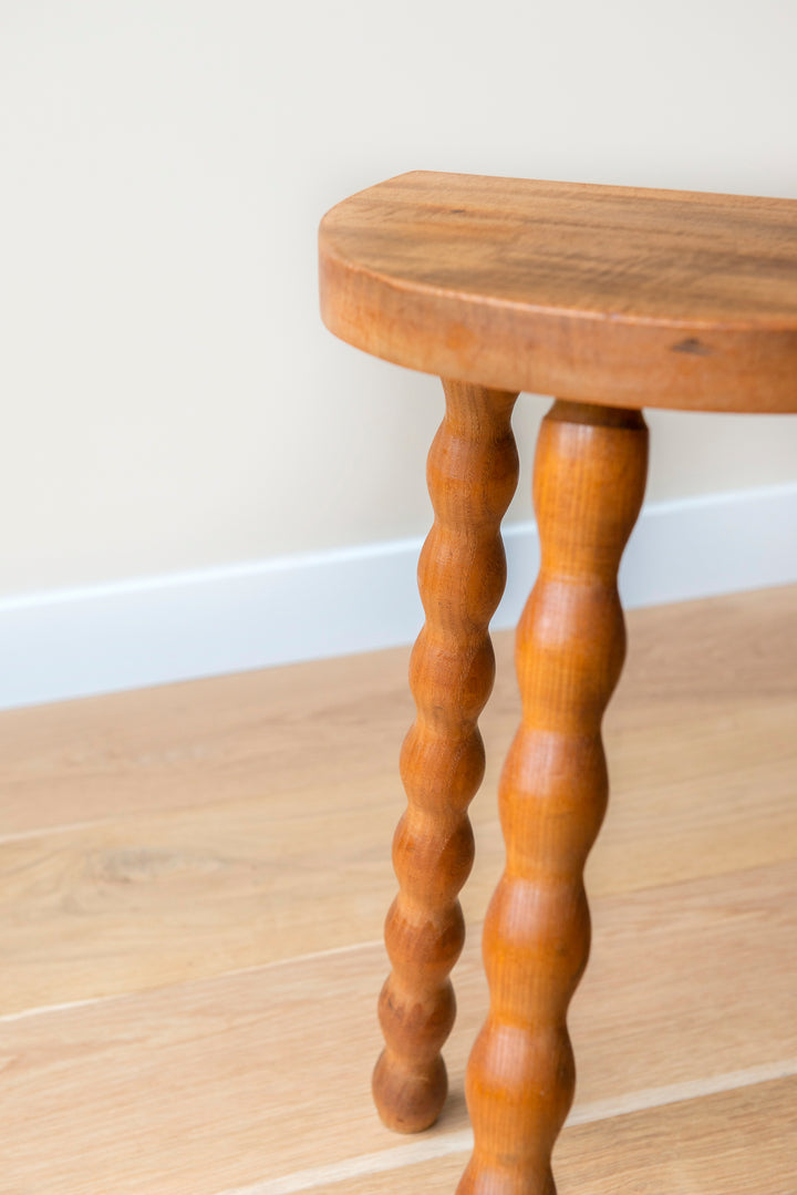 French Bobbin Milking Stool, Half Moon Table