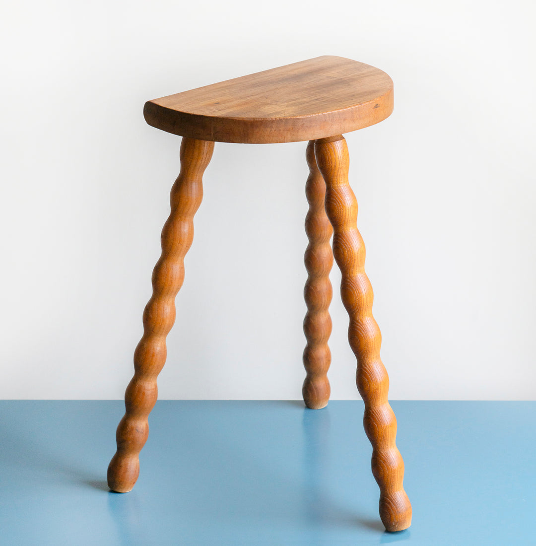 French Bobbin Milking Stool, Half Moon Table