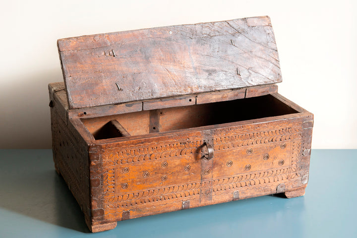 Antique Hand Carved Indian Wedding Chest