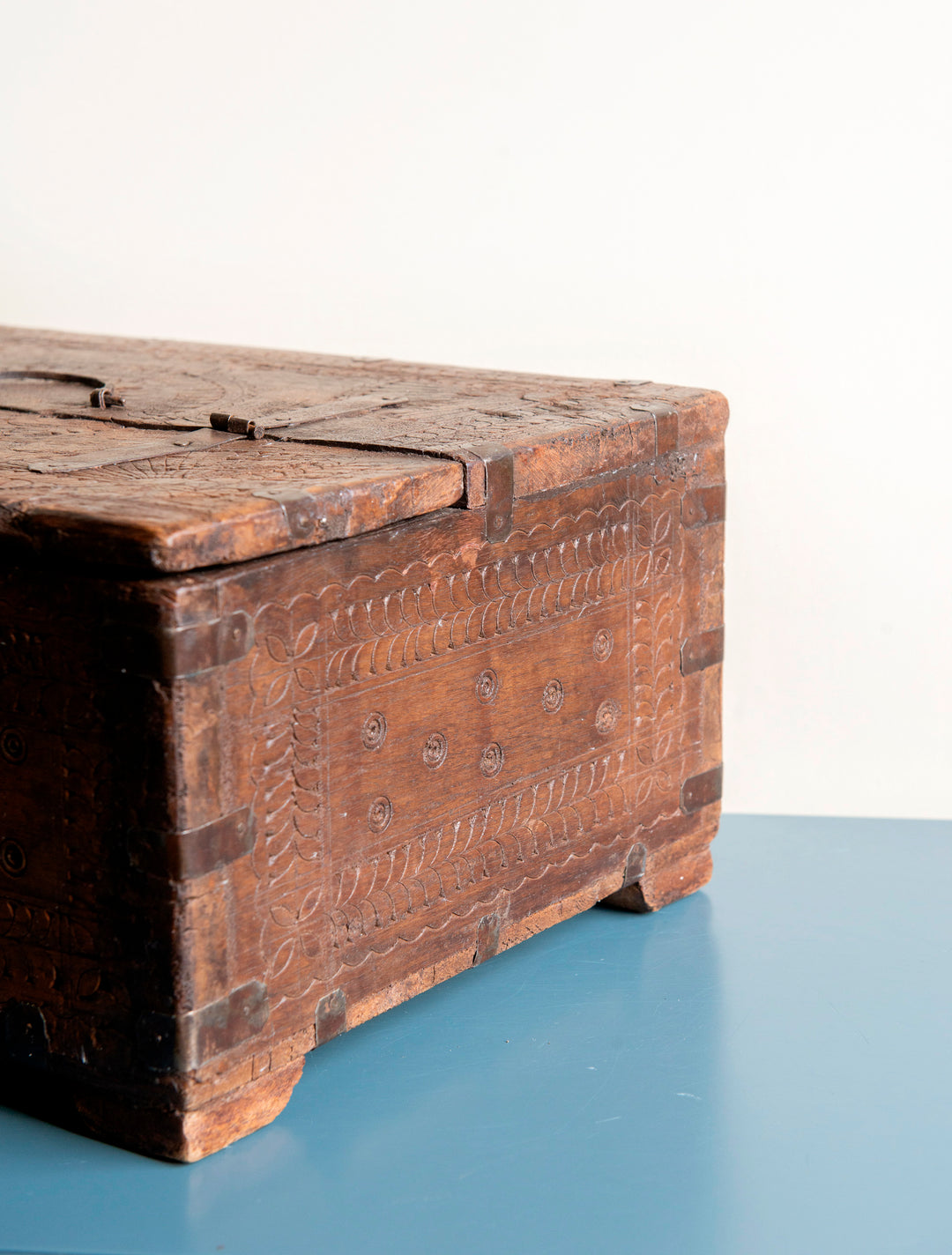 Antique Hand Carved Indian Wedding Chest