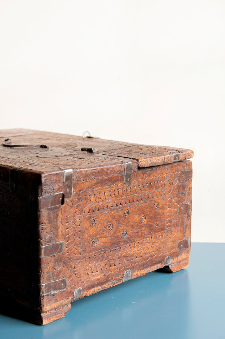 Antique Hand Carved Indian Wedding Chest