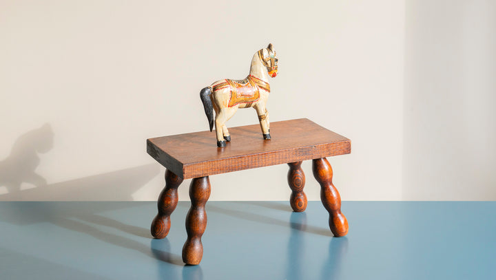 Small Indian Ghodi Wedding Horse, Antique Wooden Statue