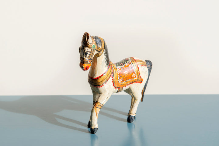 Small Indian Ghodi Wedding Horse, Antique Wooden Statue