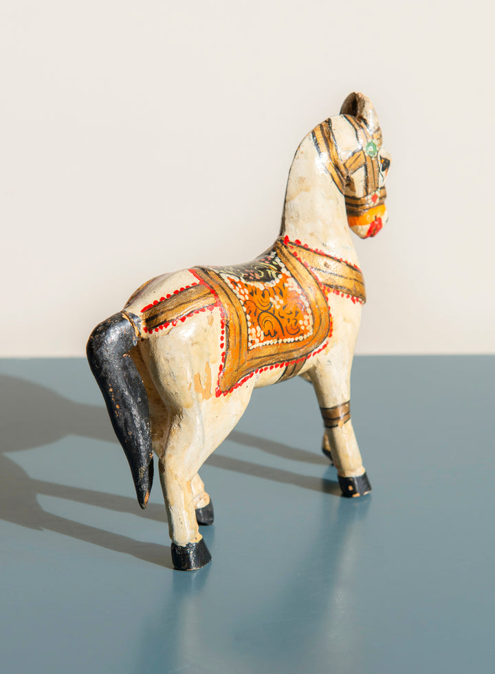 Small Indian Ghodi Wedding Horse, Antique Wooden Statue