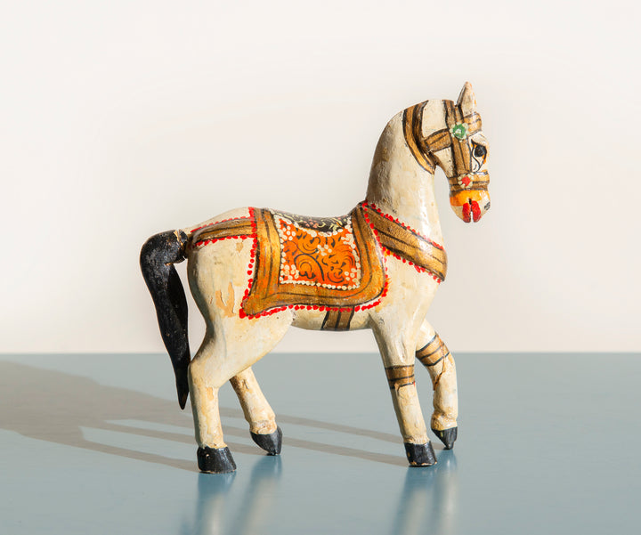 Small Indian Ghodi Wedding Horse, Antique Wooden Statue