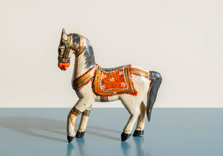 Small Indian Ghodi Wedding Horse, Antique Wooden Statue