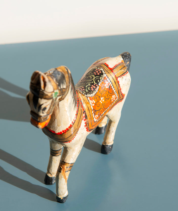 Small Indian Ghodi Wedding Horse, Antique Wooden Statue