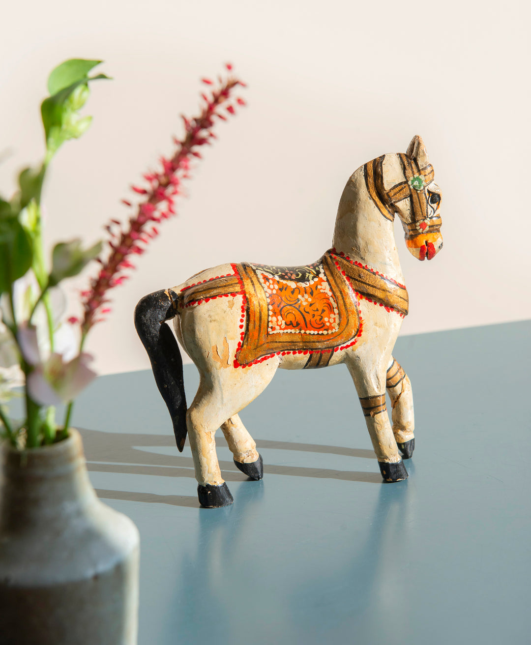 Small Indian Ghodi Wedding Horse, Antique Wooden Statue