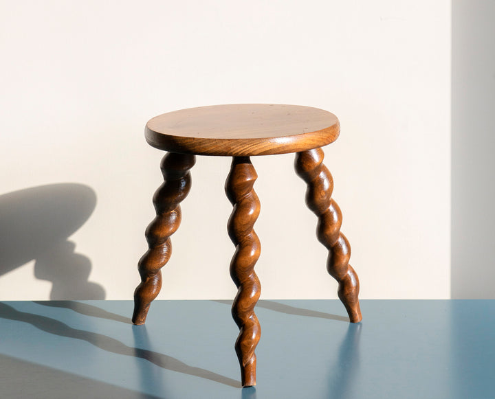 Small Barley Twist Milking Stool, French Side Table