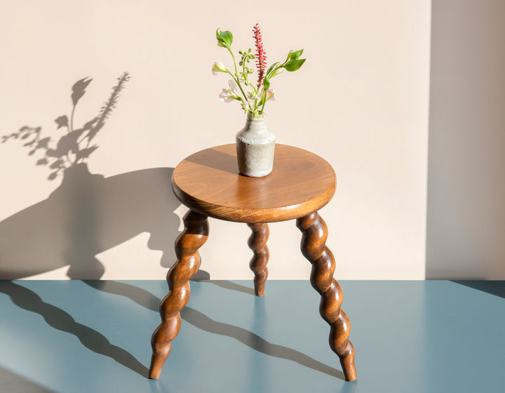 Small Barley Twist Milking Stool, French Side Table