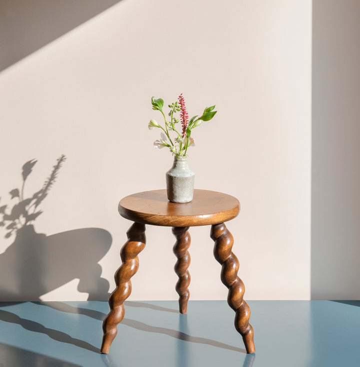 Small Barley Twist Milking Stool, French Side Table