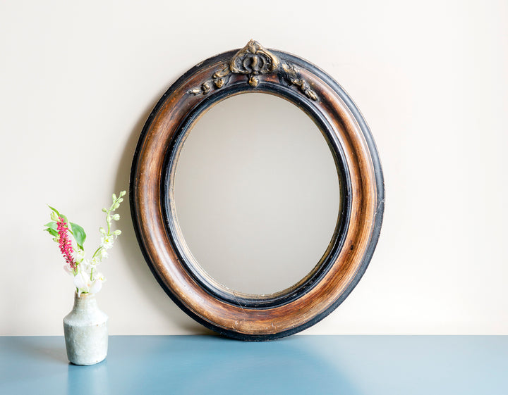 Oval Antique French Mirror, 19th Century