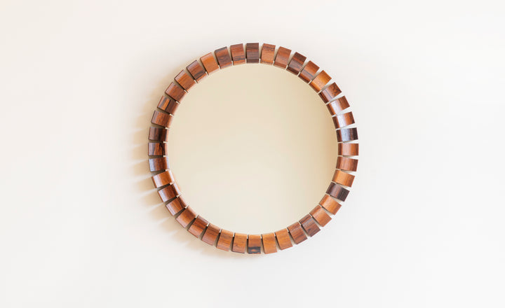 Round Teak Rosewood Mirror, Danish Design, 1960s