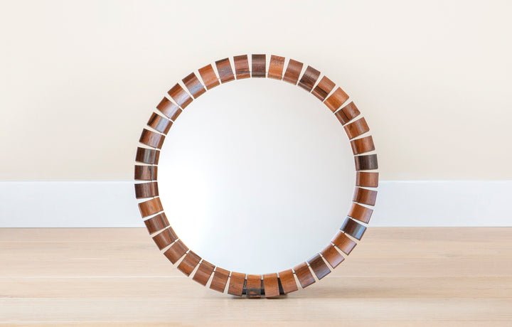 Round Teak Rosewood Mirror, Danish Design, 1960s