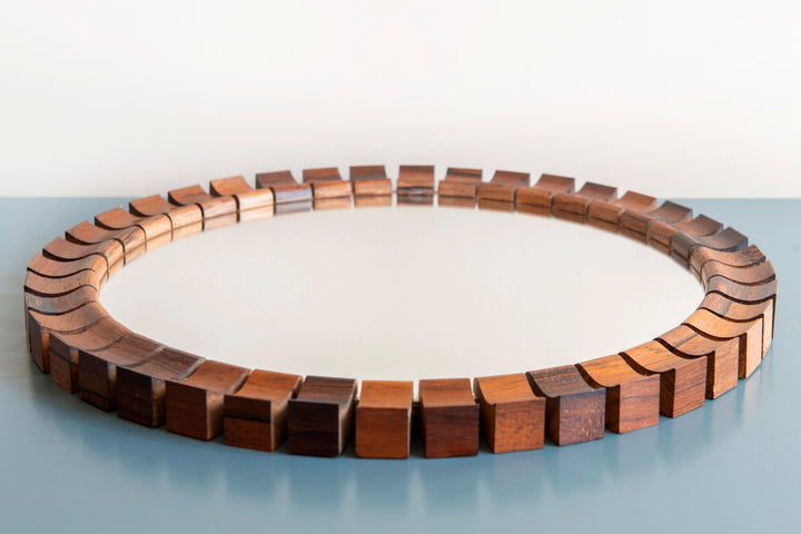 Round Teak Rosewood Mirror, Danish Design, 1960s