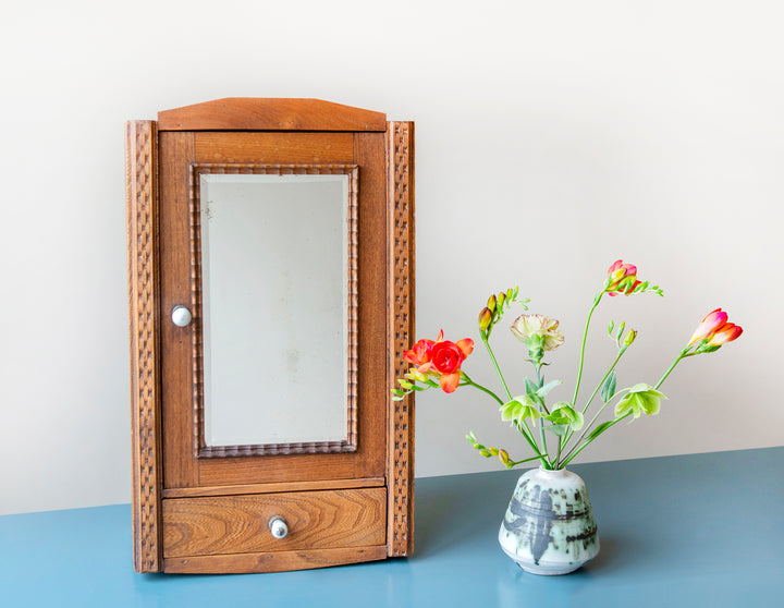 Antique French Apothecary Cabinet With Drawer, 1900s