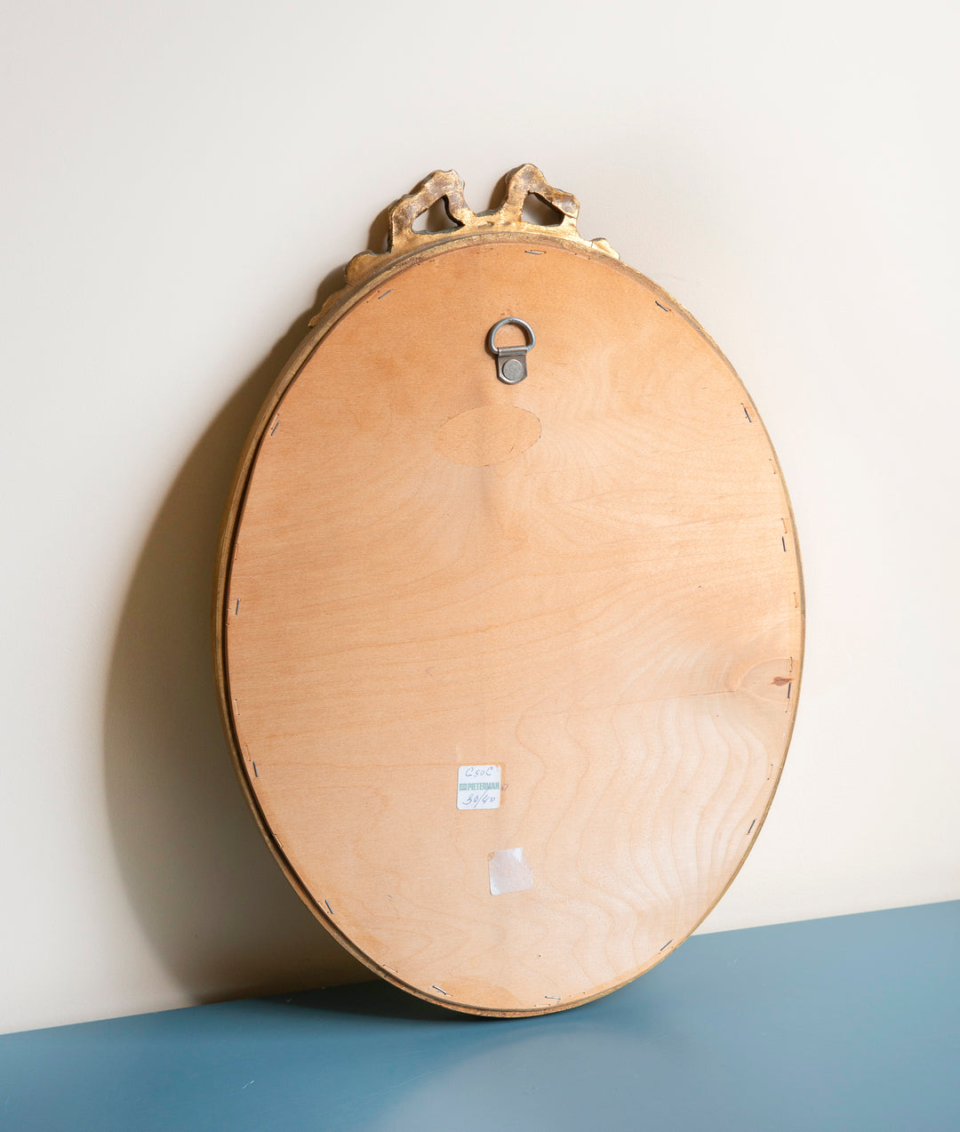 Oval Baroque Golden Bow Mirror, 1950s