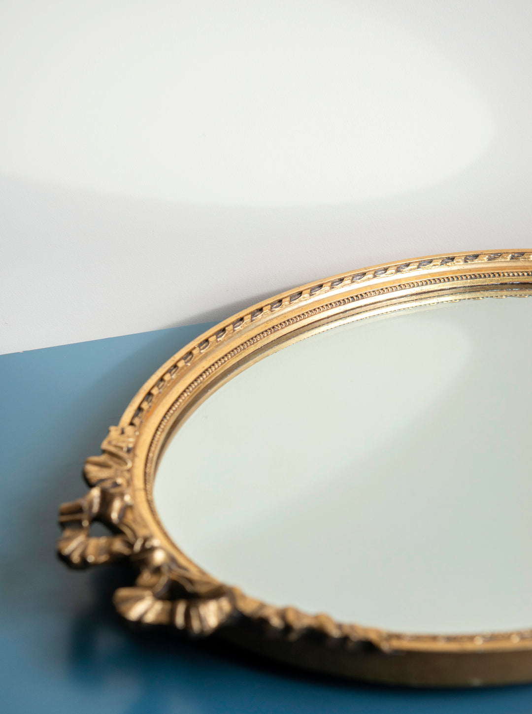 Oval Baroque Golden Bow Mirror, 1950s