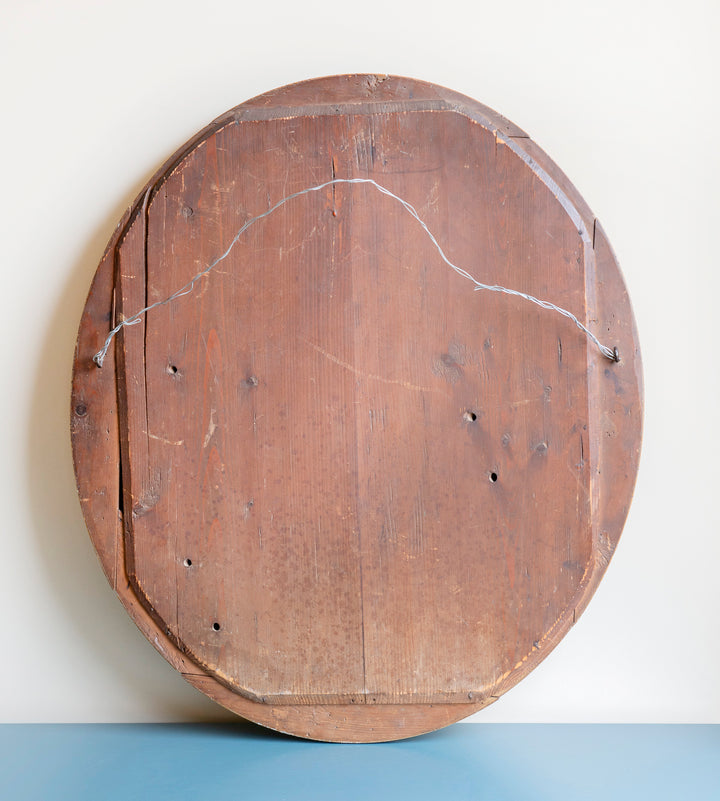 Large Oval French Mirror With Mercury Glass, 19th Century