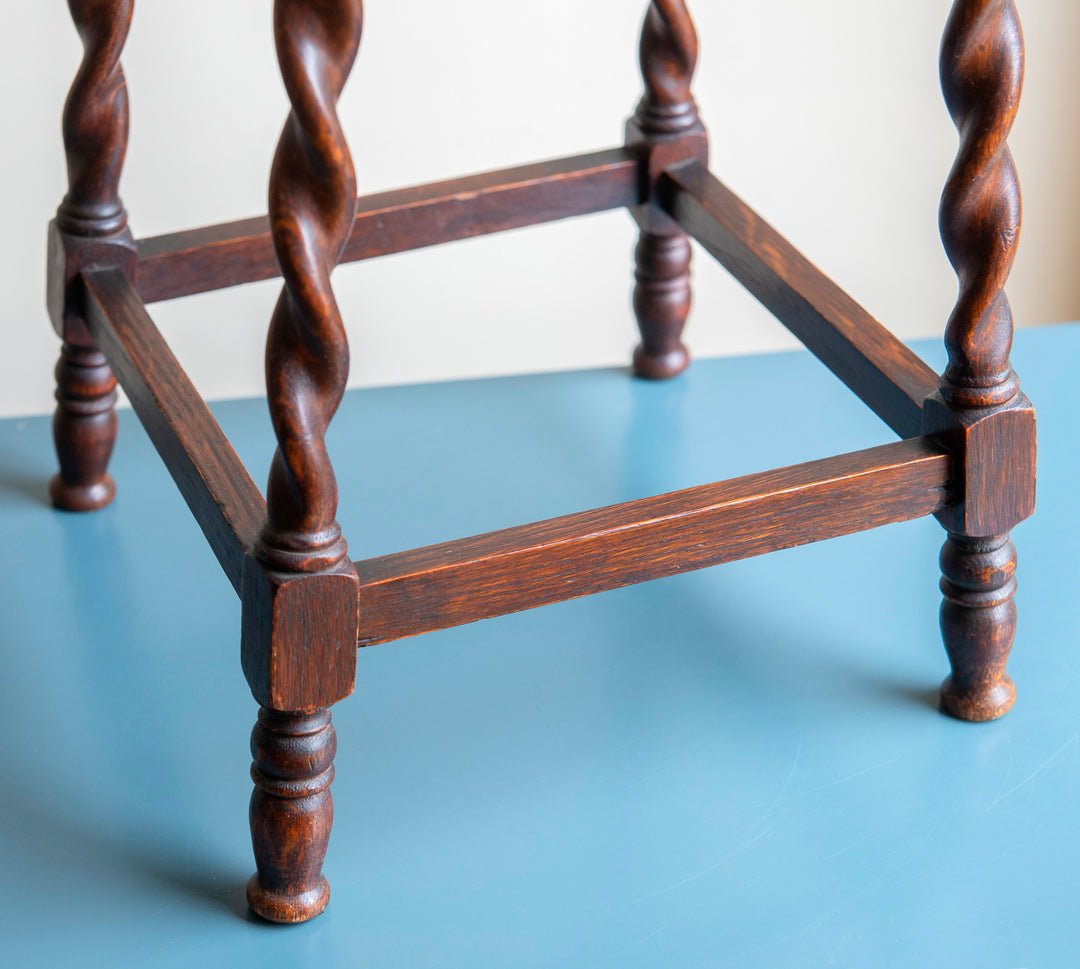 Antique Oak Side Table, Barley Twist Legs