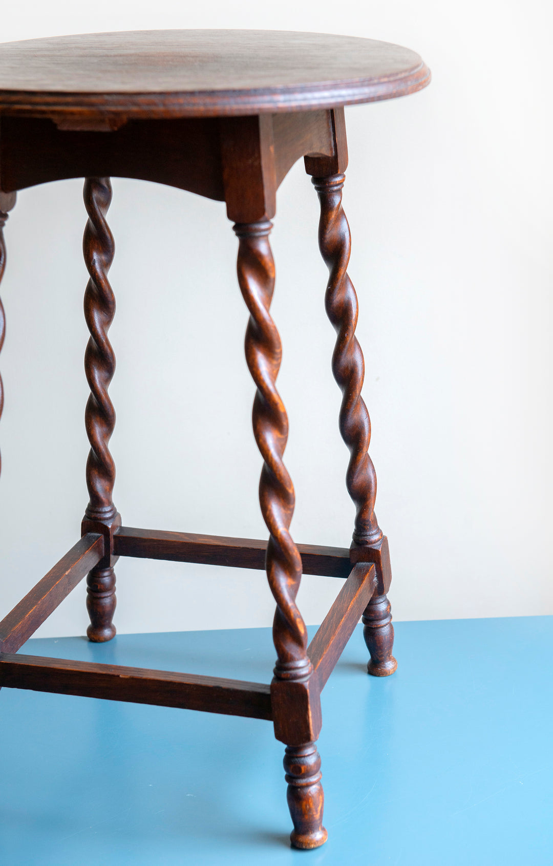 Antique Oak Side Table, Barley Twist Legs