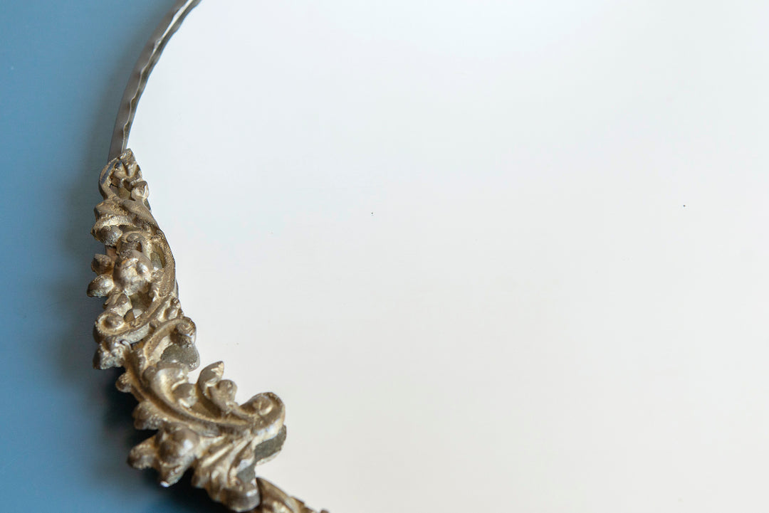 Oval Brass Jugendstil Mirror With Hanging Chain