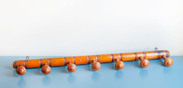 French Faux Bamboo Coat Rack With 7 Hooks, 1920s