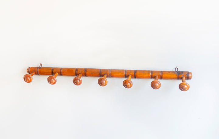 French Faux Bamboo Coat Rack With 7 Hooks, 1920s