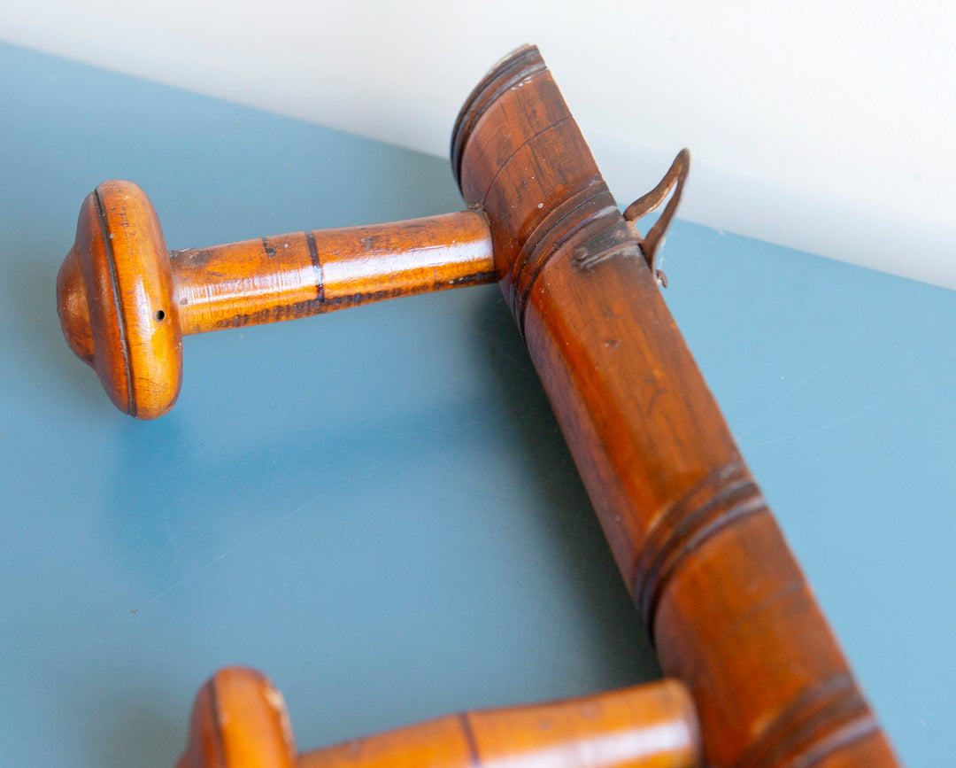 French Faux Bamboo Coat Rack With 7 Hooks, 1920s