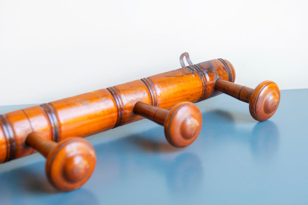 French Faux Bamboo Coat Rack With 7 Hooks, 1920s