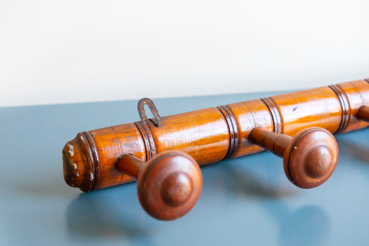 French Faux Bamboo Coat Rack With 7 Hooks, 1920s