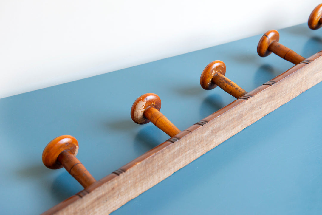 French Faux Bamboo Coat Rack With 7 Hooks, 1920s