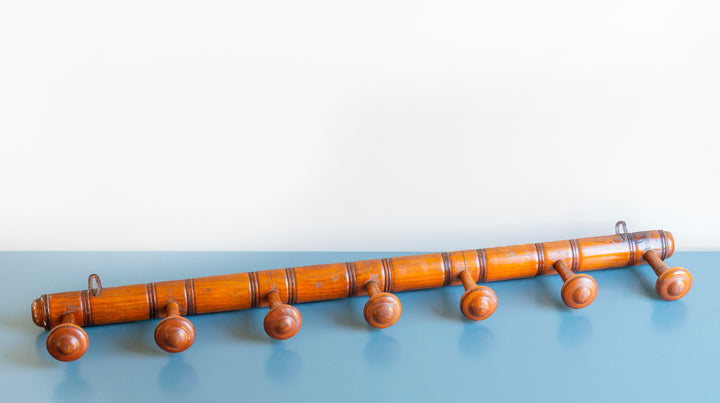 French Faux Bamboo Coat Rack With 7 Hooks, 1920s