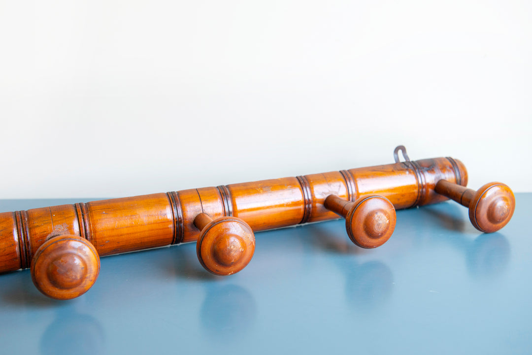 French Faux Bamboo Coat Rack With 7 Hooks, 1920s