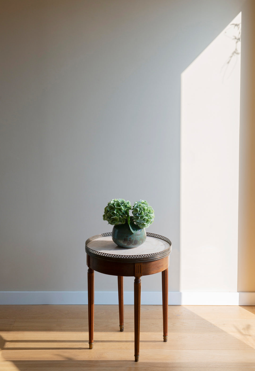 French Bouillotte Round Side Tables, Mahogany Wood