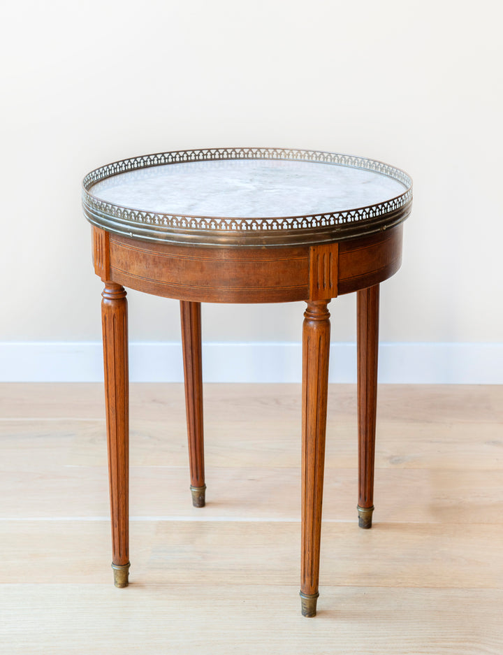 French Bouillotte Round Side Tables, Mahogany Wood