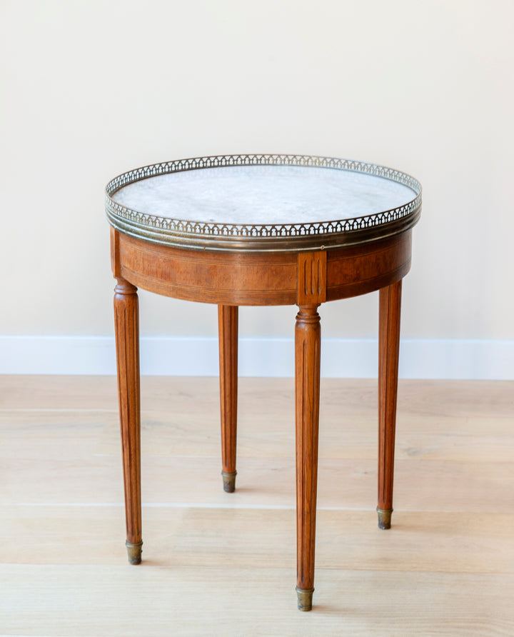 French Bouillotte Round Side Tables, Mahogany Wood