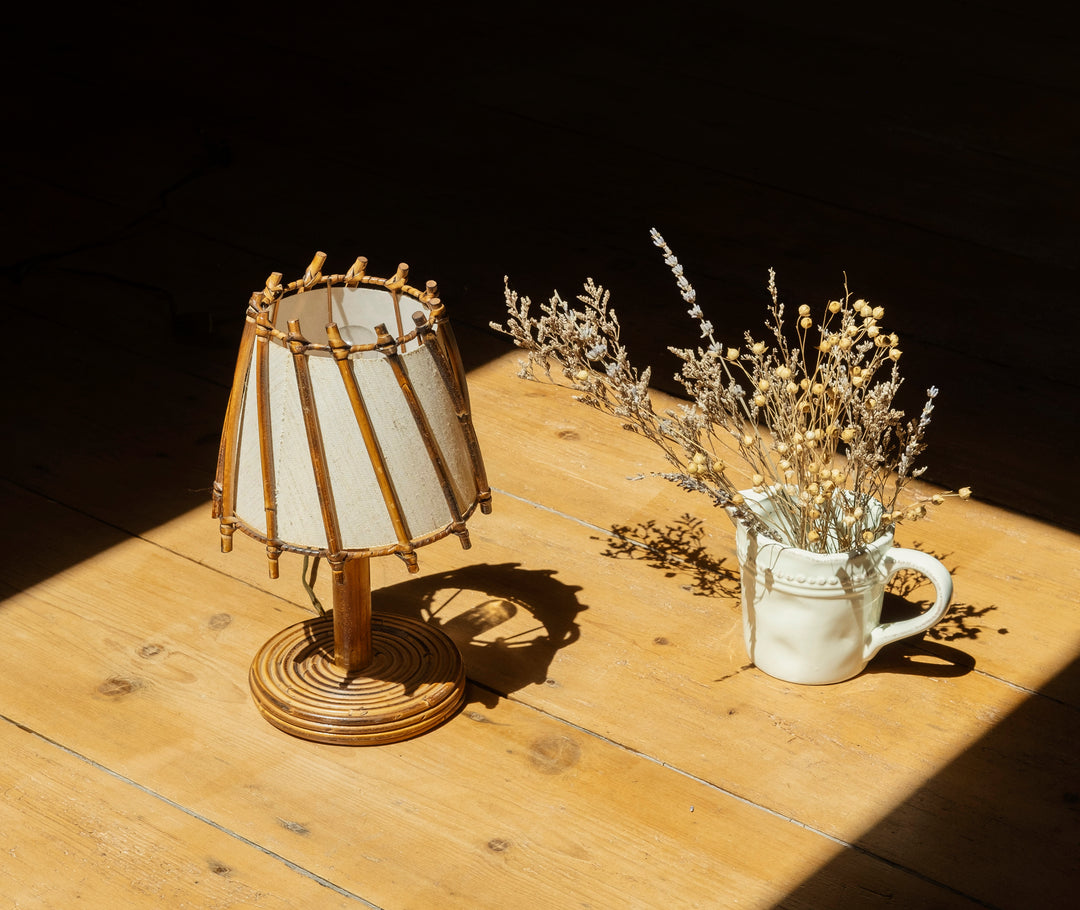 Small Bamboo Table Lamp by Louis Sognot, 1950s Design