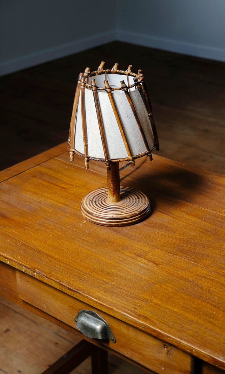 Small Bamboo Table Lamp by Louis Sognot, 1950s Design