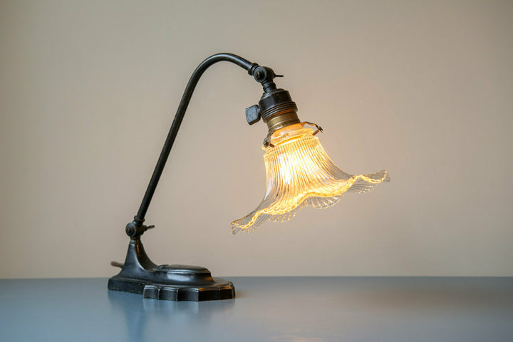 Antique Bakelite Desk Lamp With Glass Shade, 1920s