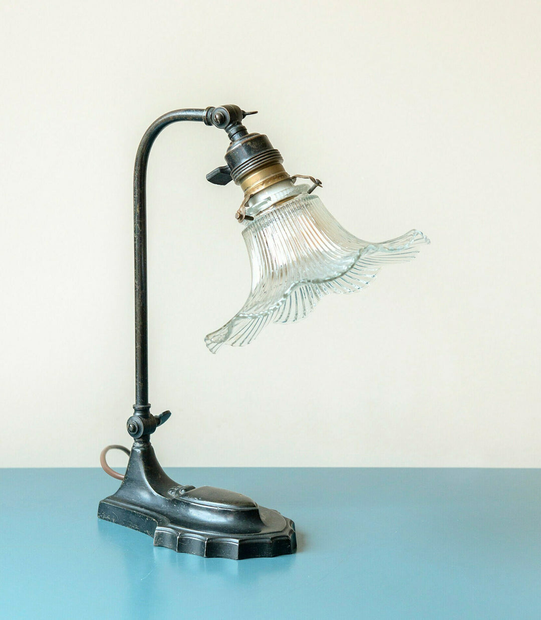 Antique Bakelite Desk Lamp With Glass Shade, 1920s