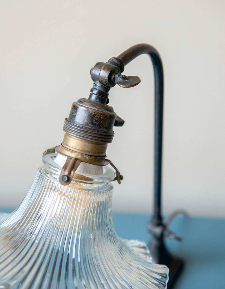 Antique Bakelite Desk Lamp With Glass Shade, 1920s